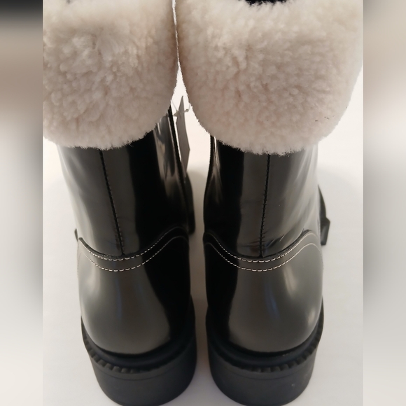 COACH Leighton Shearling Bootie • Black Patent Leather • Size 9.5 B - Picture 8 of 14